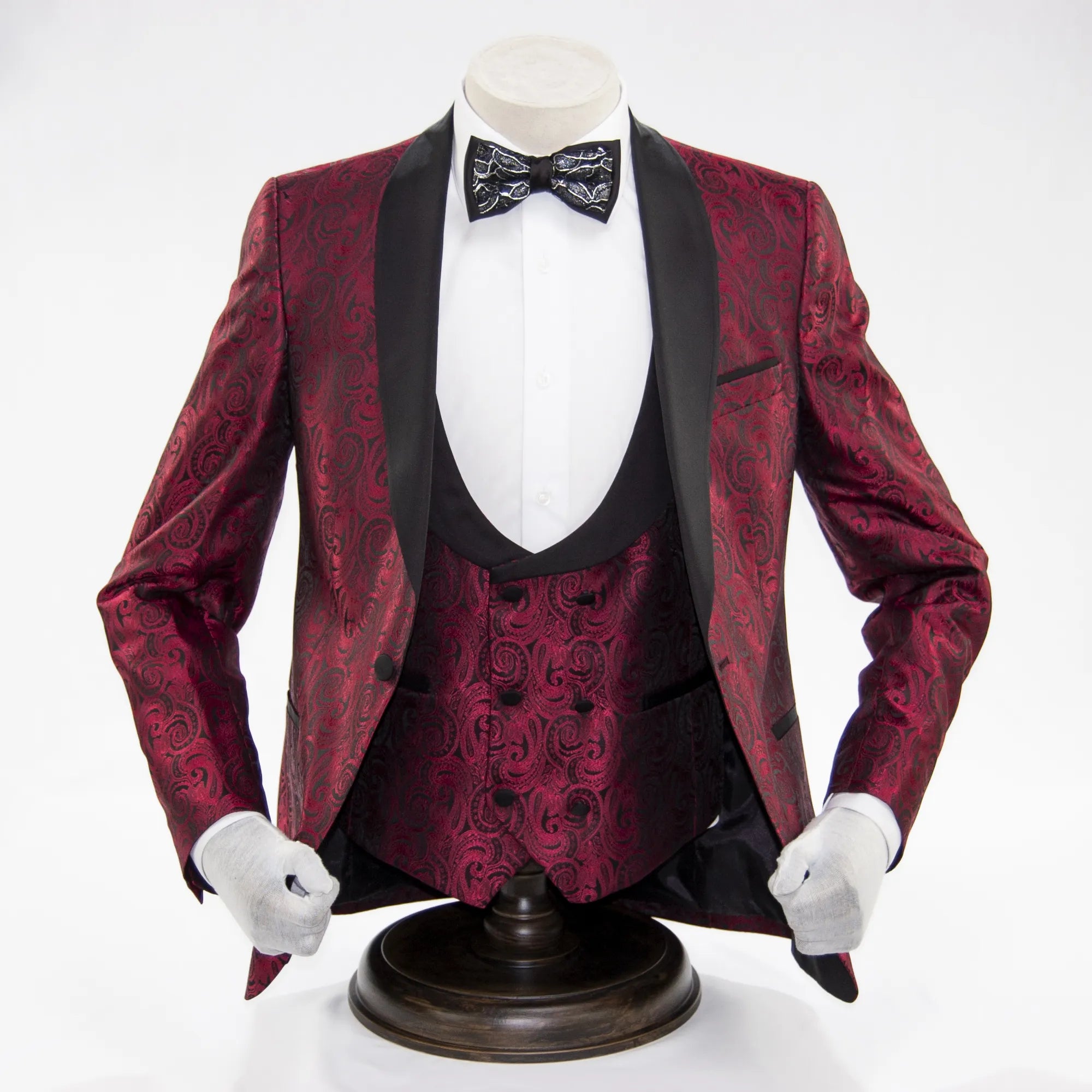 Men's Red Paisley Slim-Fit Tuxedo Vest