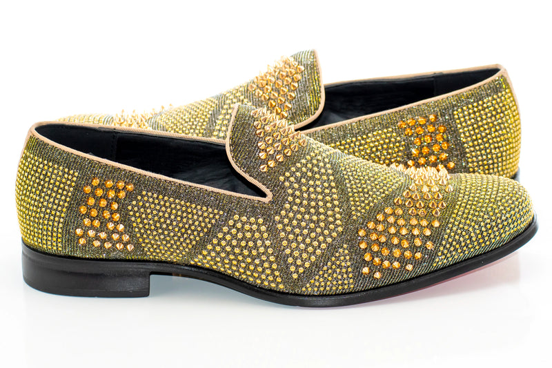Men's Gold Studded Spiked Dress Loafer