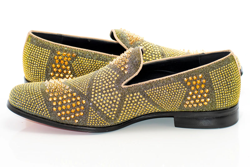 Men's Gold Studded Spiked Dress Loafer