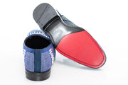 Men's Navy Blue Studded Spiked Dress Loafer