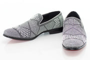 Men's Silver Studded Spiked Dress Loafer