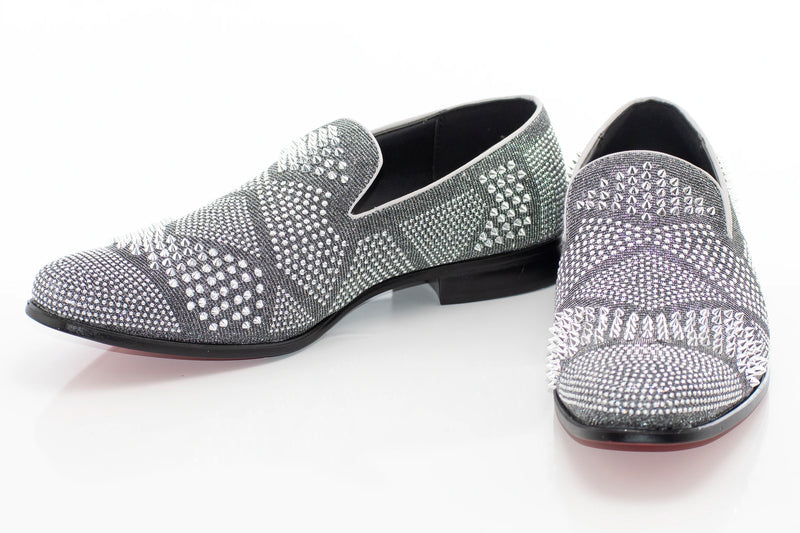 Men's Silver Studded Spiked Dress Loafer