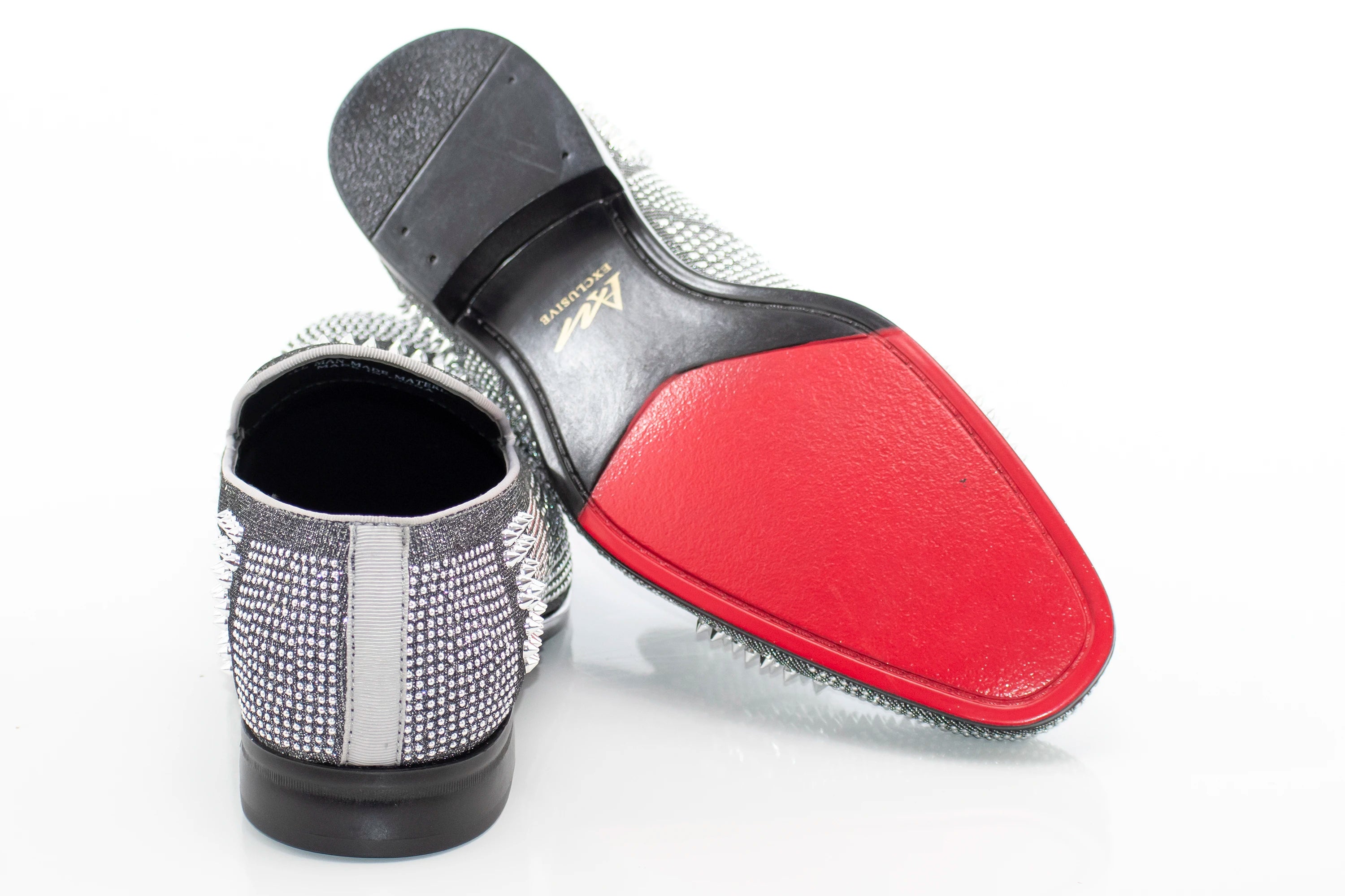 Men's Silver Studded Spiked Dress Loafer