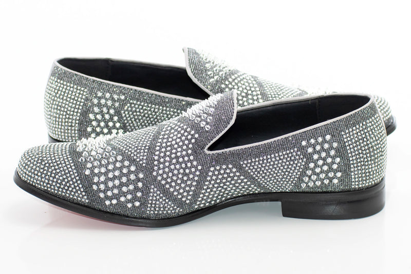 Men's Silver Studded Spiked Dress Loafer