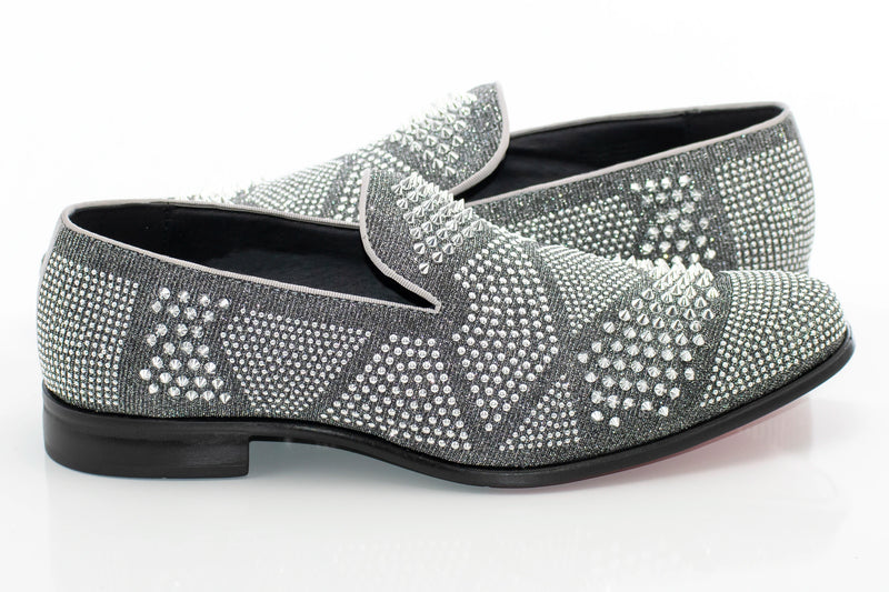 Men's Silver Studded Spiked Dress Loafer