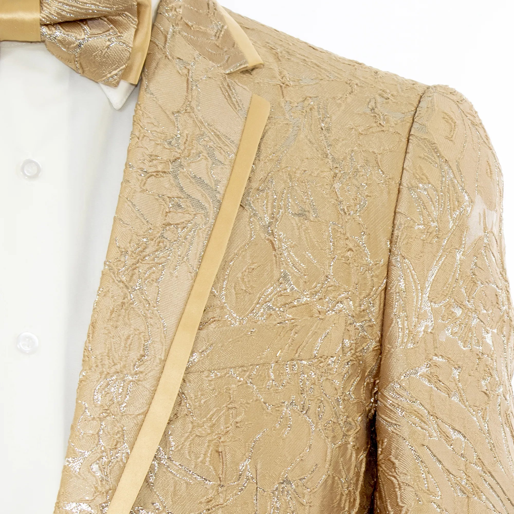 Men's Beige Damask 2-Piece Slim-Fit Tuxedo Notch Lapel