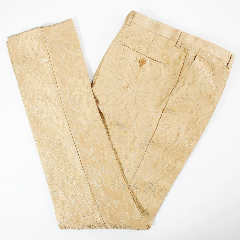 Men's Beige Damask 2-Piece Slim-Fit Tuxedo Pants