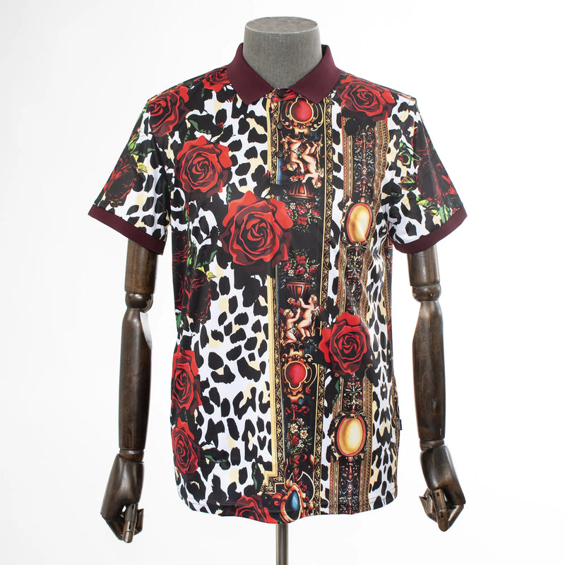 Multi Designer Slim-Fit Polo Shirt With Rose Pattern