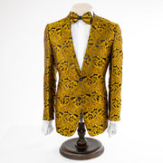 Men's Gold Paisley Modern-Fit Dinner Jacket - Front Closure