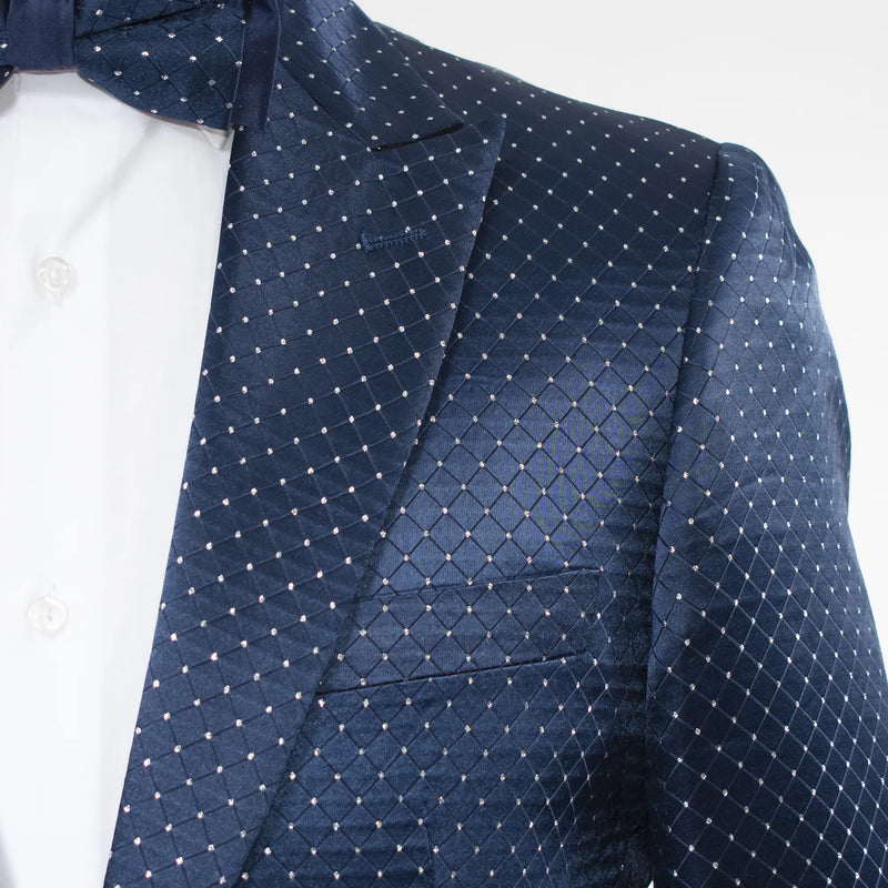 Midnight Silky Rhinestone Slim-Fit Dinner Jacket