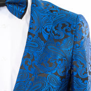 Men's Blue Paisley Modern-Fit Dinner Jacket - Notch Lapel