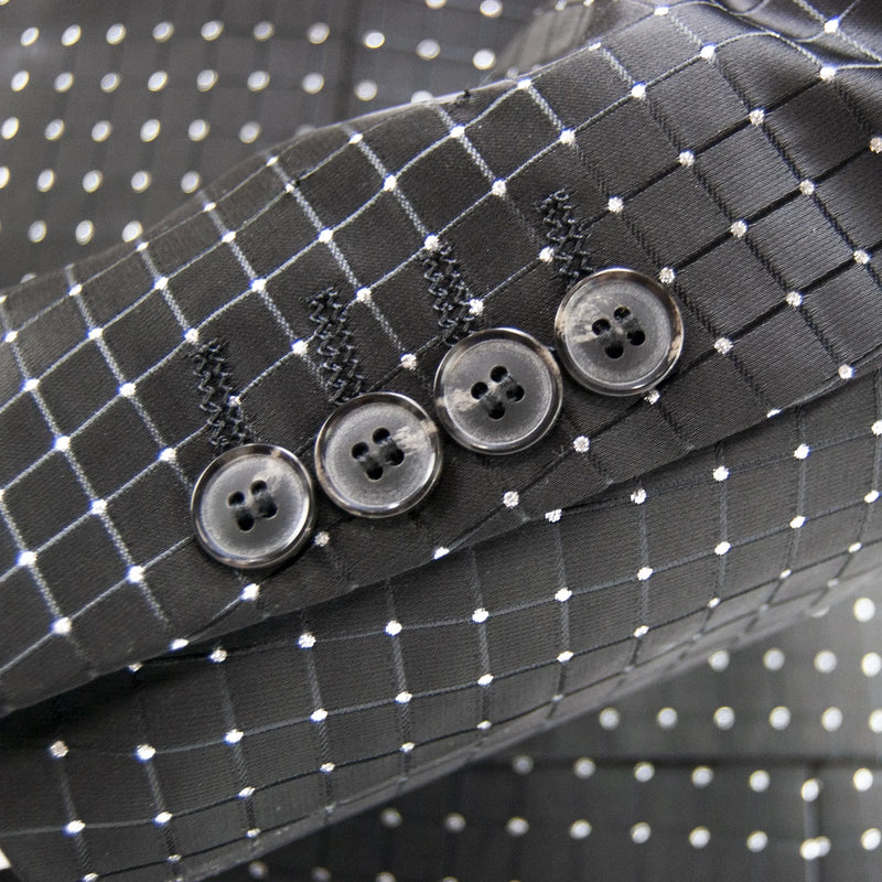 Black Silky Rhinestone Slim-Fit Dinner Jacket