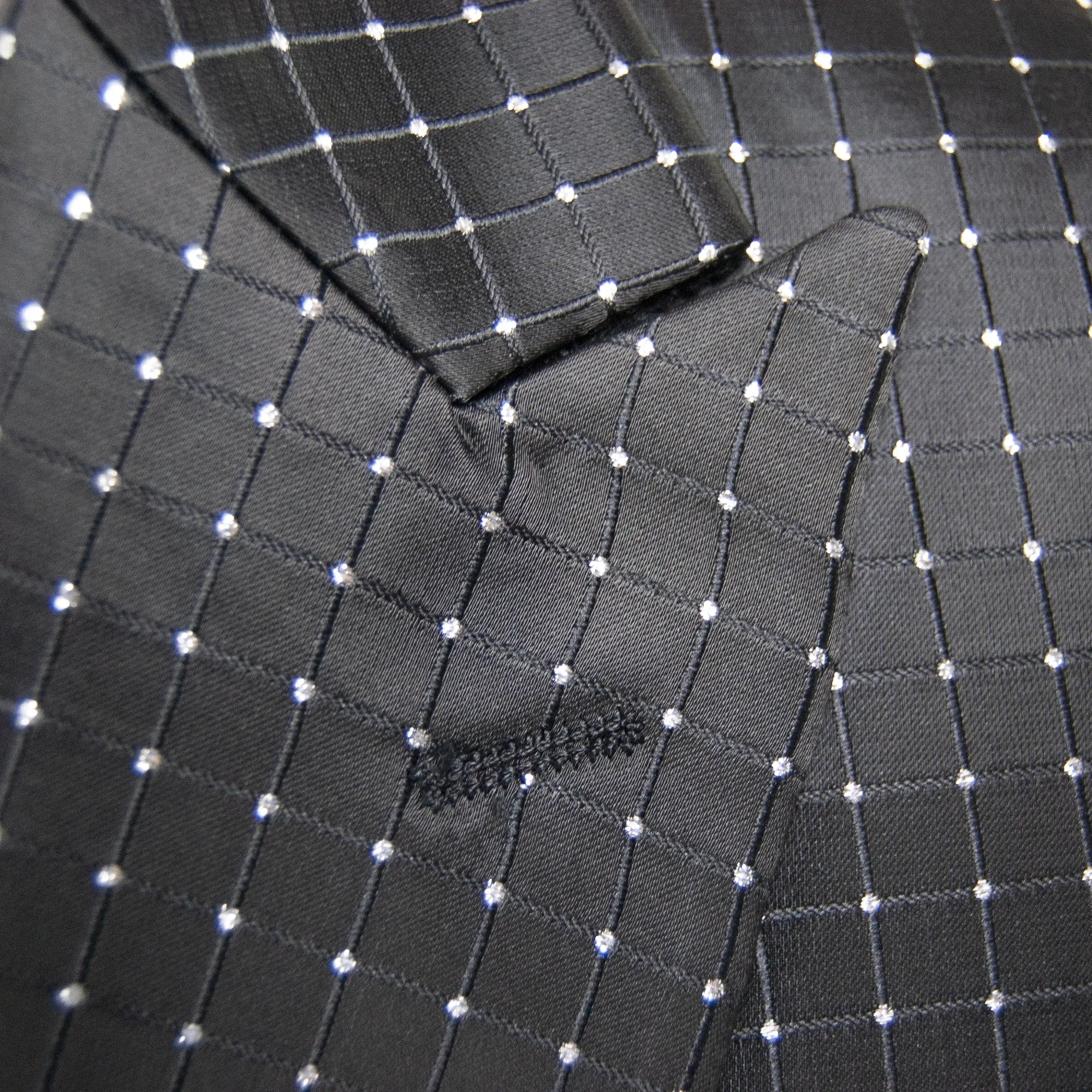 Black Silky Rhinestone Slim-Fit Dinner Jacket