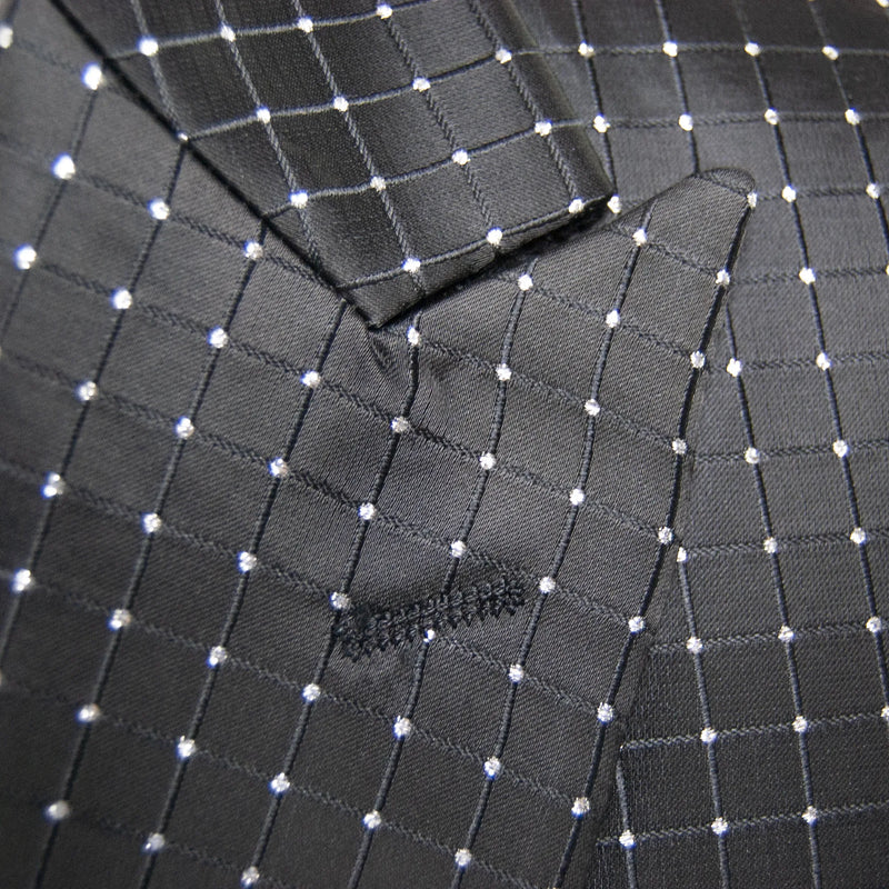 Black Silky Rhinestone Slim-Fit Dinner Jacket