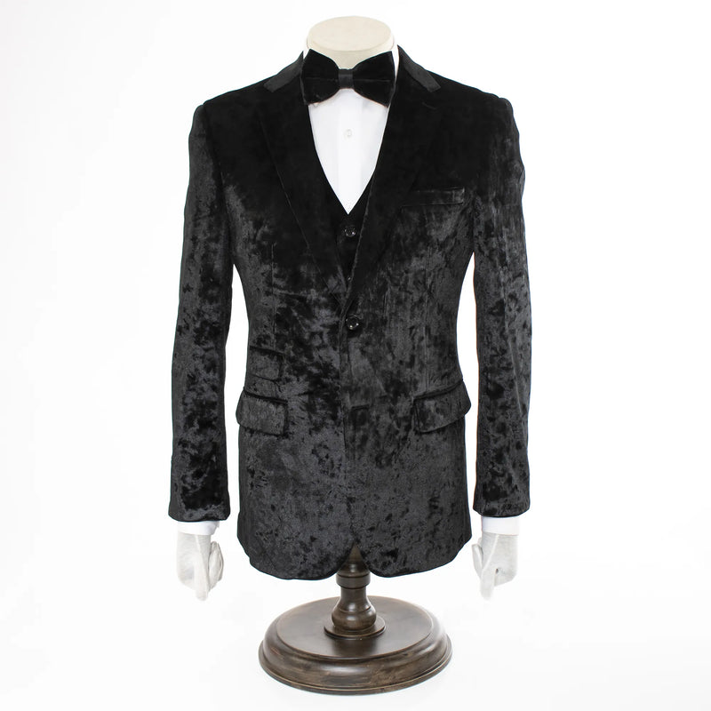 Men's Black Crushed Velvet Tuxedo