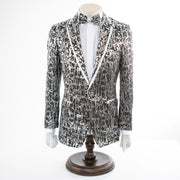 Men's Black And Silver Metallic 2-Piece Slim-Fit Tuxedo 