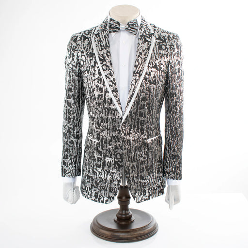 Men's Black And Silver Metallic 2-Piece Slim-Fit Tuxedo 