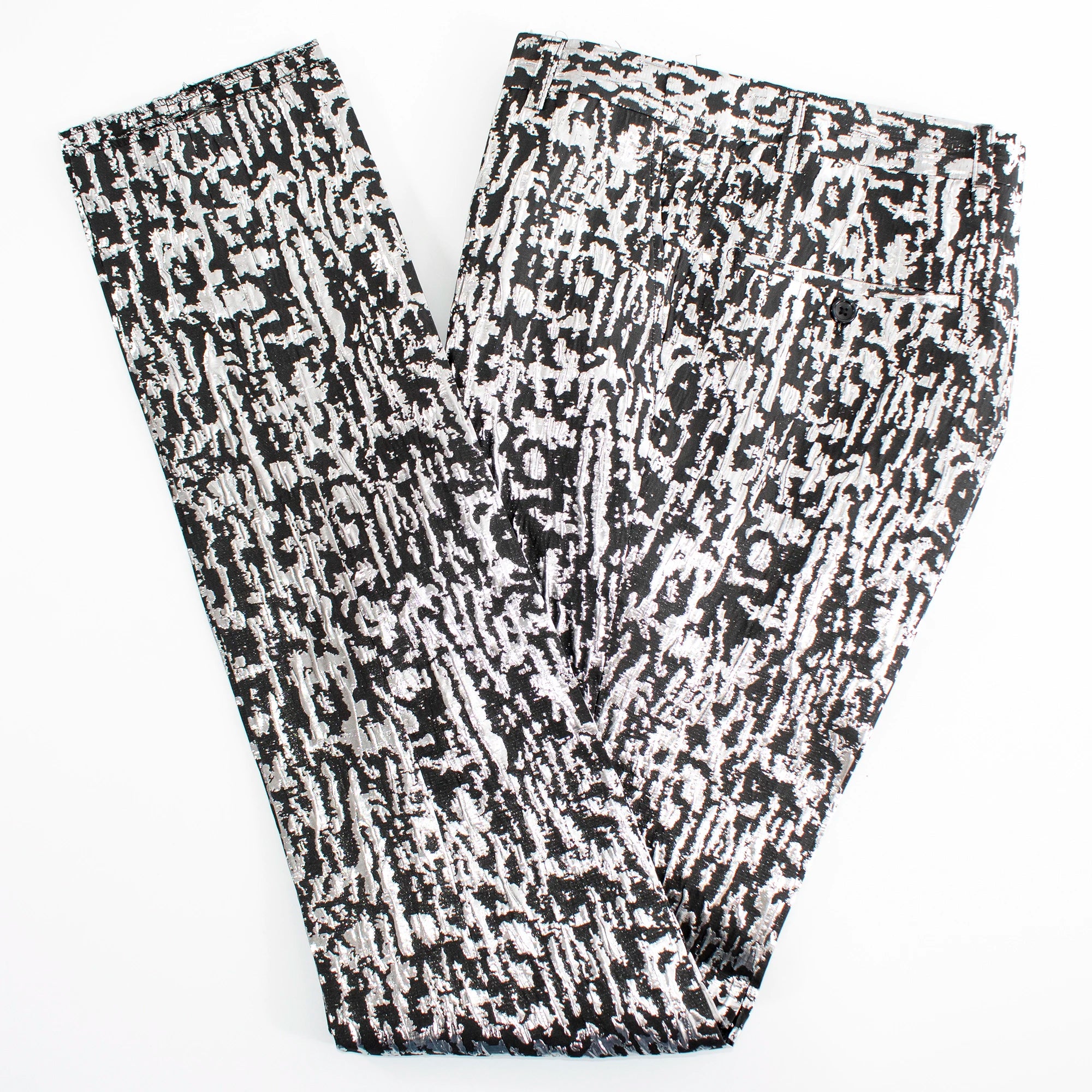 Men's Black And Silver Metallic 2-Piece Slim-Fit Tuxedo Pants