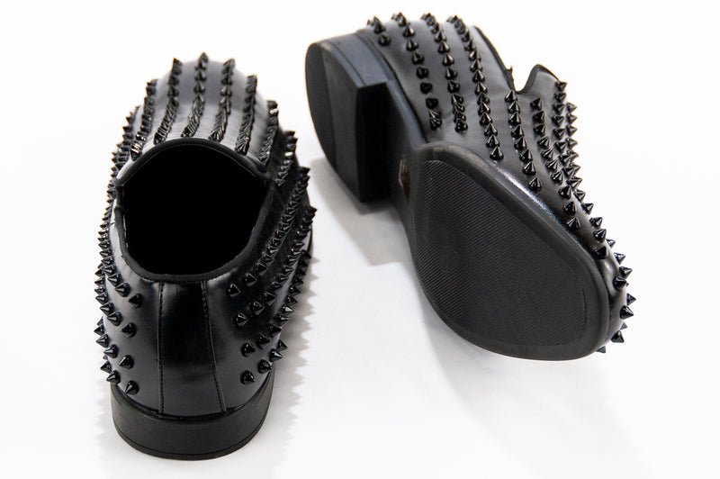 Black Spiked Loafers