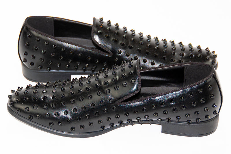 Black Spiked Loafers
