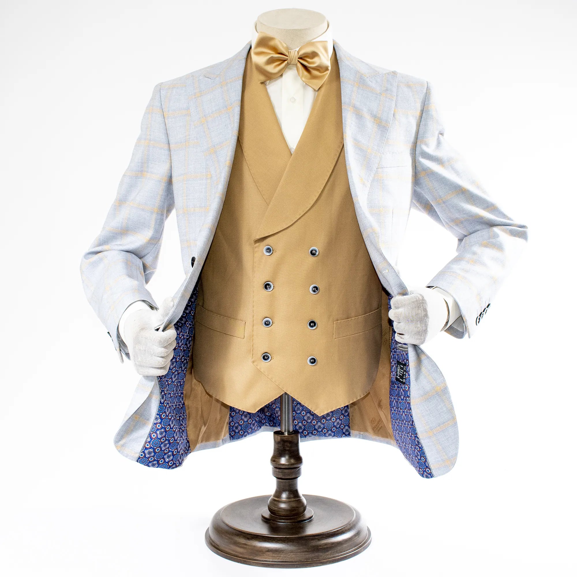 Blue Windowpane Check 3-Piece Tailored-Fit Suit