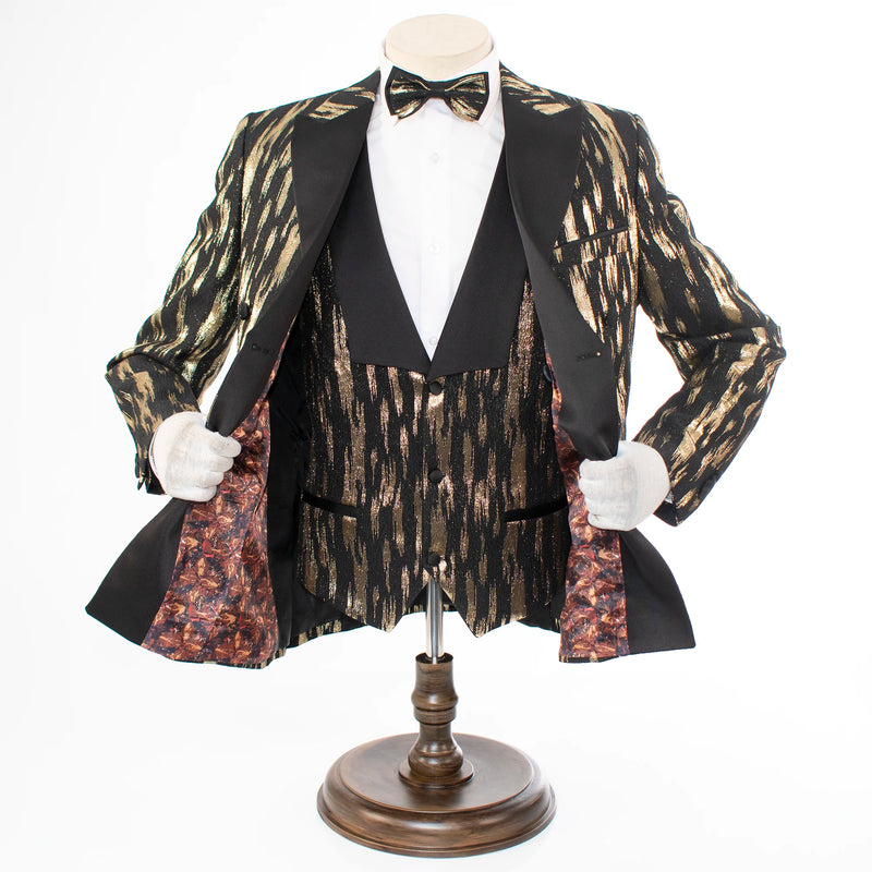 Monte | Black and Gold Splash 3-Piece Tailored-Fit Tuxedo
