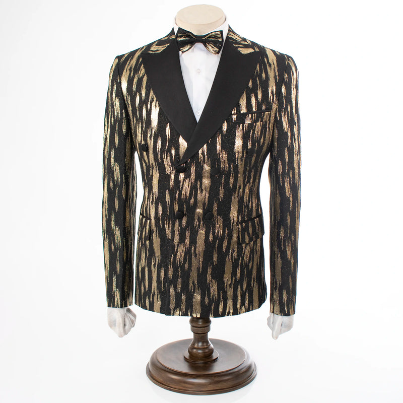 Monte | Black and Gold Splash 3-Piece Tailored-Fit Tuxedo