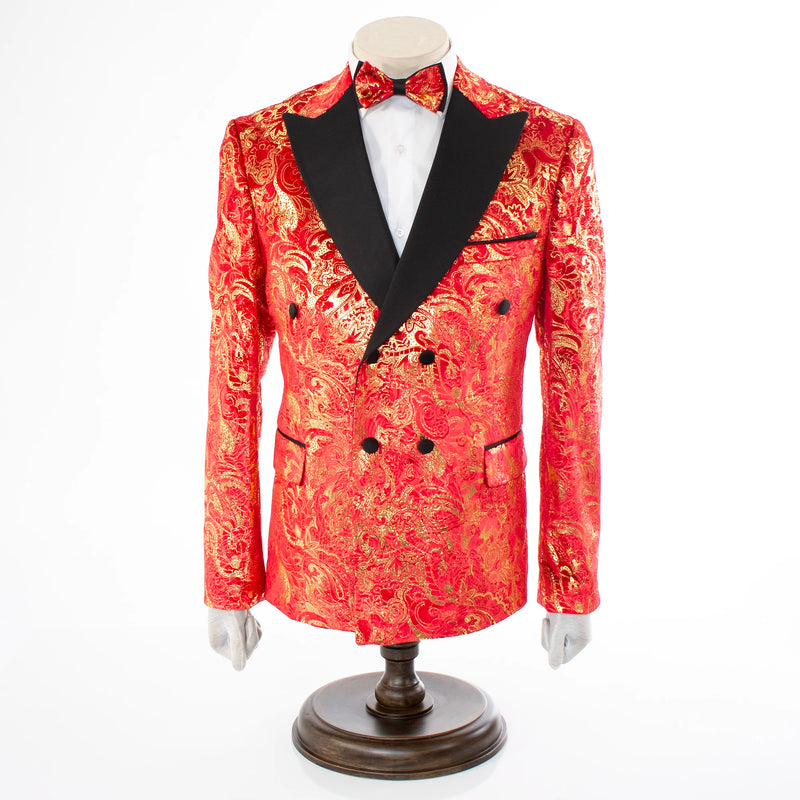 Monte | Red Paisley 3-Piece Tailored-Fit Tuxedo