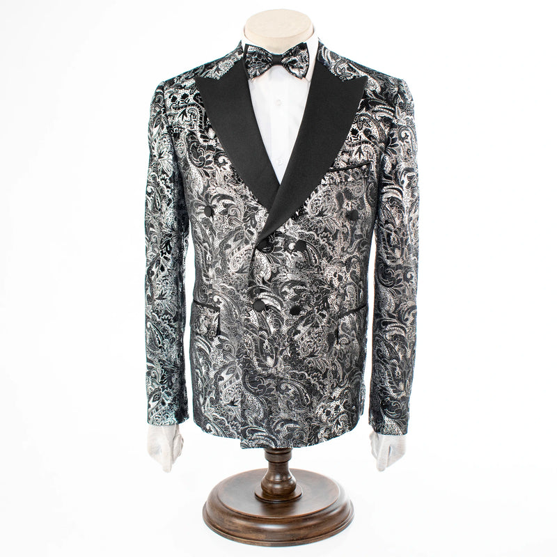 Monte | Silver Paisley 3-Piece Tailored-Fit Tuxedo