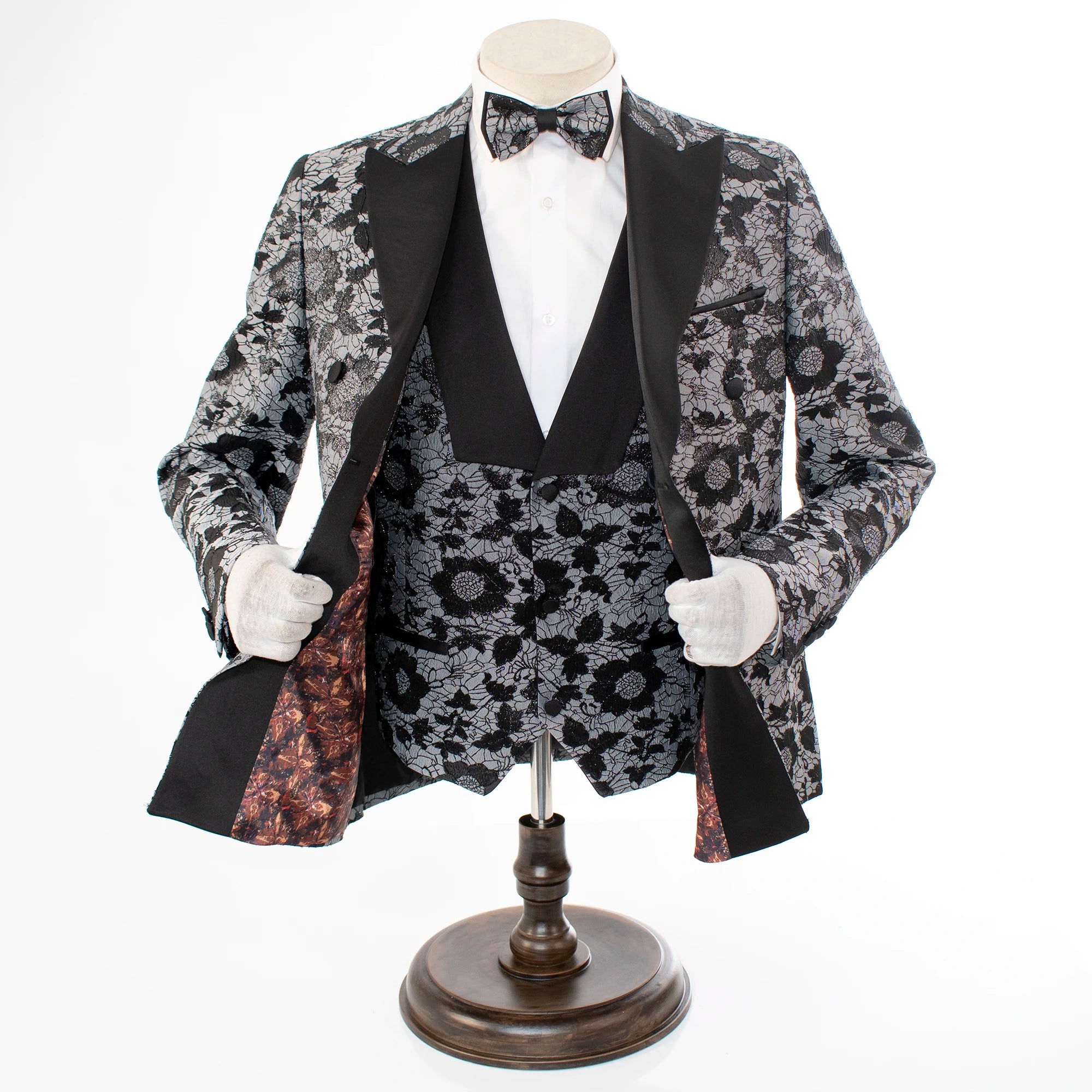 Monte | Gray Floral 3-Piece Tailored-Fit Tuxedo