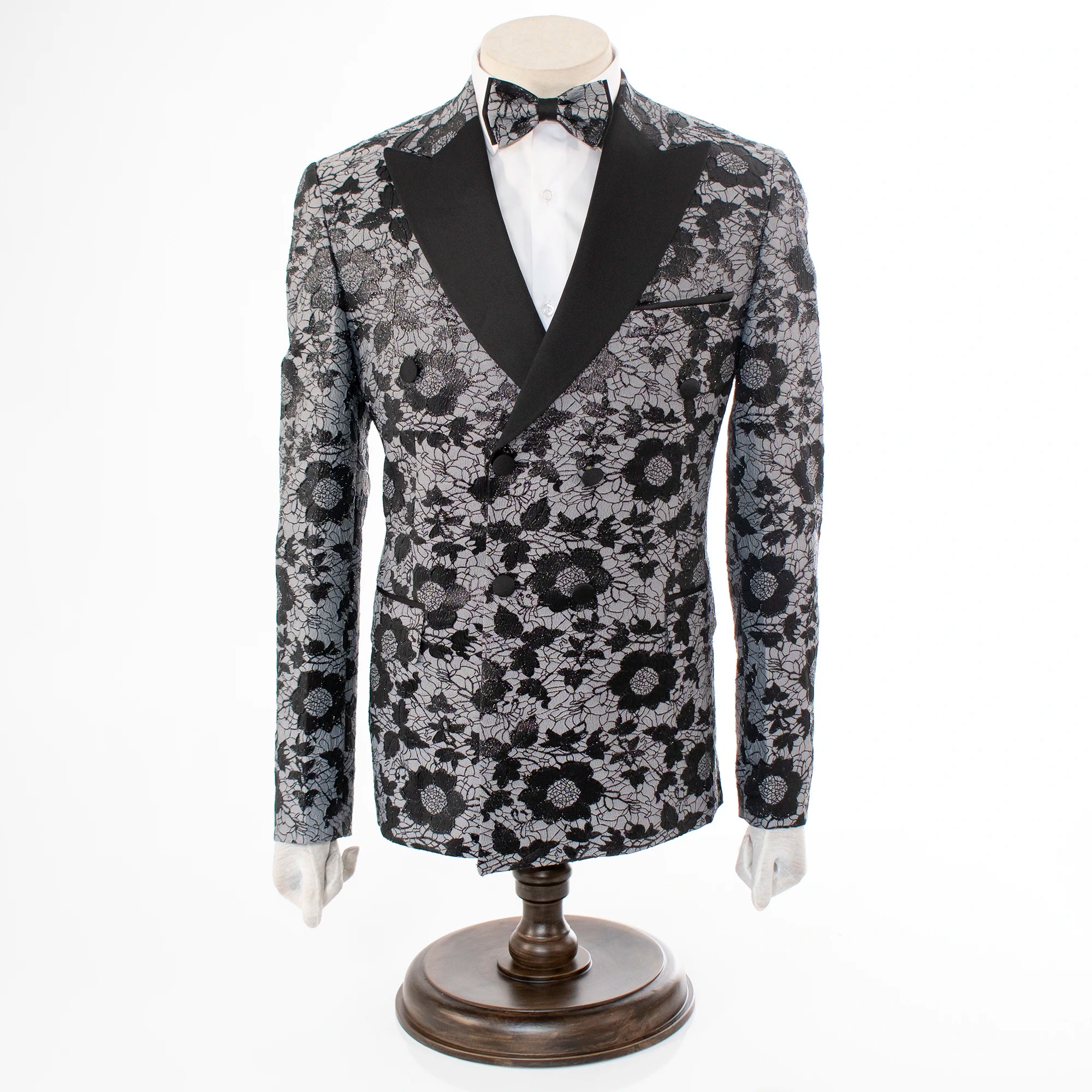 Monte | Gray Floral 3-Piece Tailored-Fit Tuxedo