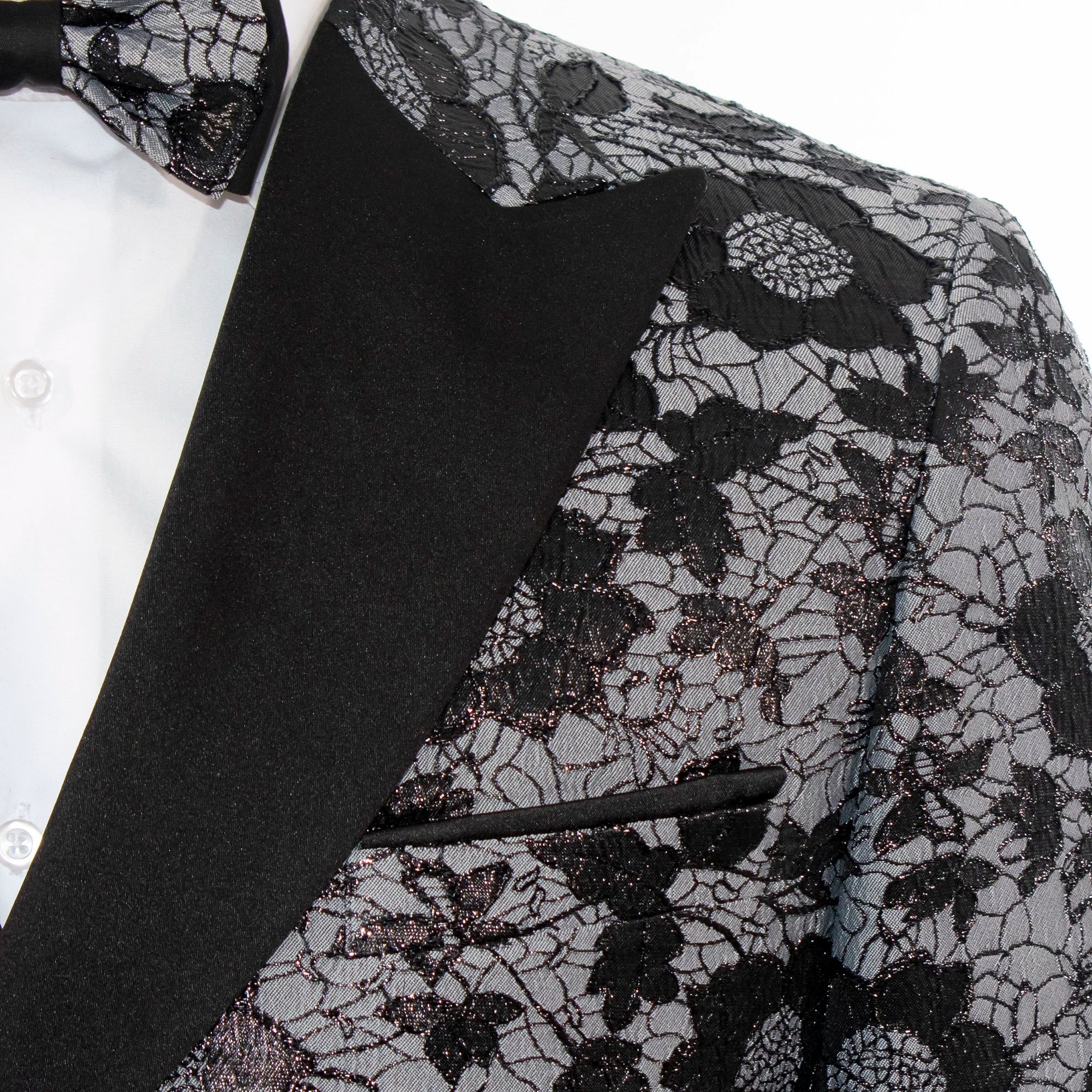 Monte | Gray Floral 3-Piece Tailored-Fit Tuxedo