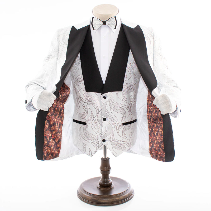 Felix | Silver Floral 3-Piece Tailored-Fit Tuxedo