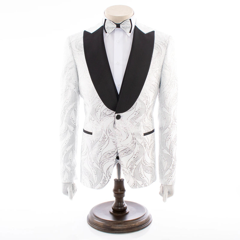 Felix | Silver Floral 3-Piece Tailored-Fit Tuxedo