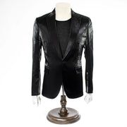 Men's Black Metallic 2-Piece Slim-Fit Suit