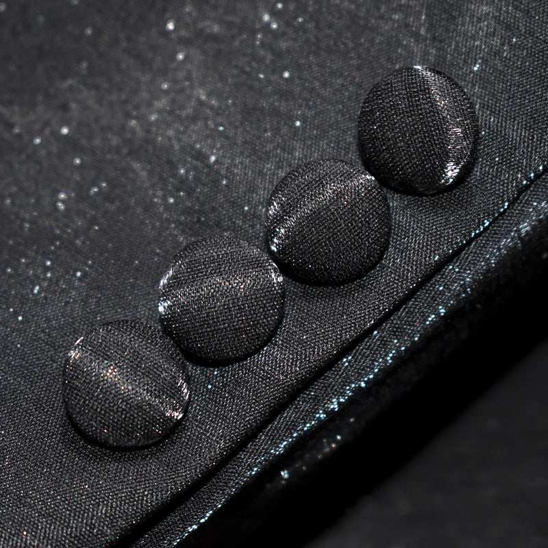 Men's Black Metallic 2-Piece Slim-Fit Suit Cuffs