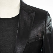Men's Black Metallic 2-Piece Slim-Fit Suit Peak Lapel
