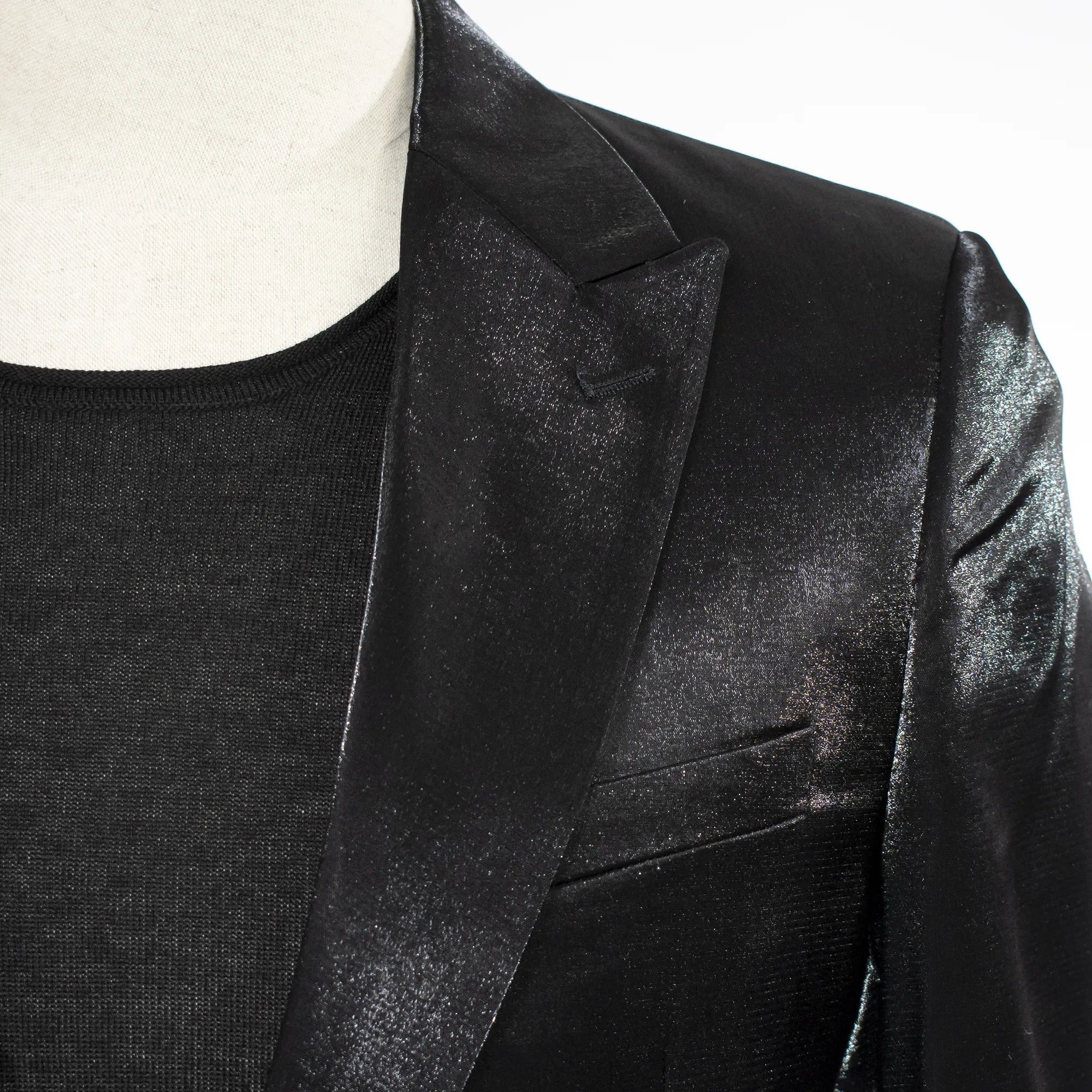 Men's Black Metallic 2-Piece Slim-Fit Suit Peak Lapel