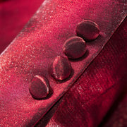 Men's Burgundy Metallic Slim-Fit Suit Button Cuffs