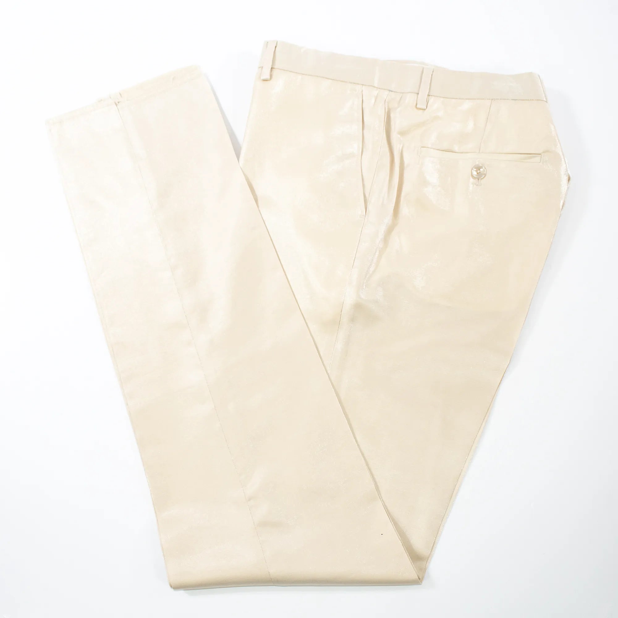 Men's Cream White Metallic 2-Piece Slim-Fit Suit Pants