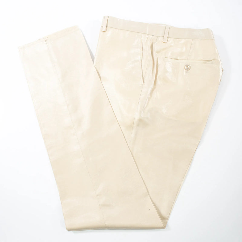 Men's Cream White Metallic 2-Piece Slim-Fit Suit Pants