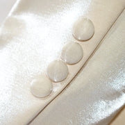 Men's Cream White Metallic 2-Piece Slim-Fit Suit Cuffs