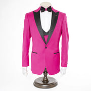 Men's Coral Red 3-Piece Slim-Fit Tuxedo - Single-Button Closure
