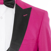 Men's Coral Red 3-Piece Slim-Fit Tuxedo - Peak Lapel