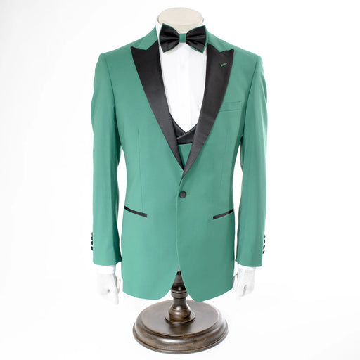 Men's Dark Green 3-Piece Slim-Fit Tuxedo - Single-Button Closure