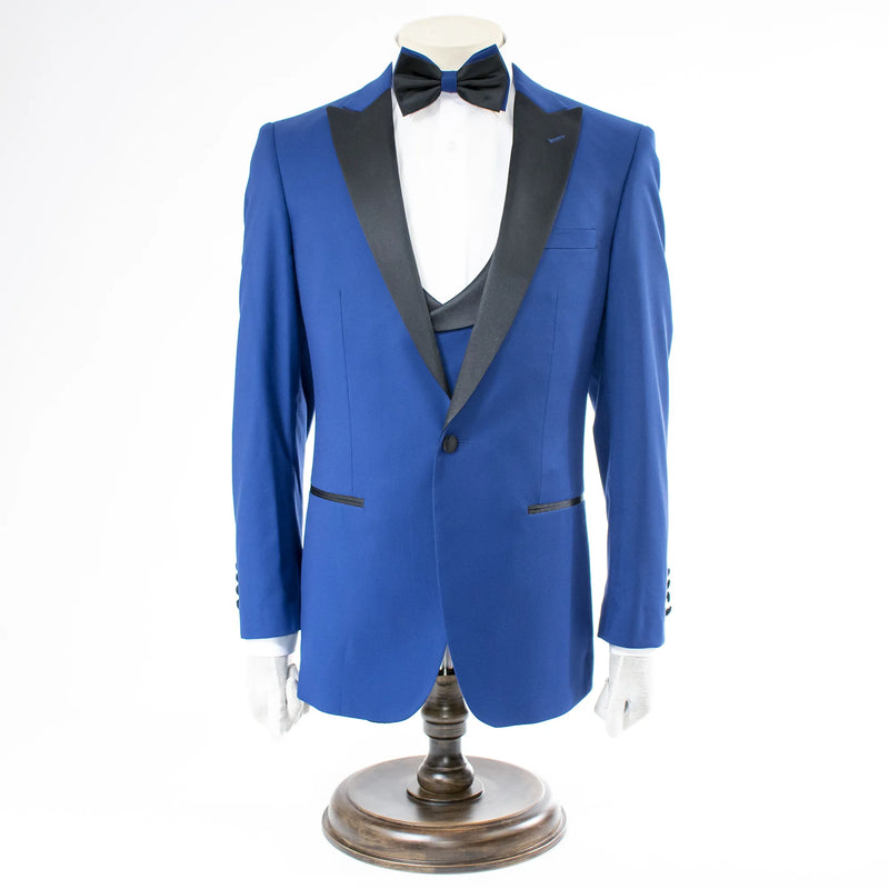 Men's Dark Blue Sapphire 3-Piece Slim-Fit Tuxedo -  Single-Button Closure