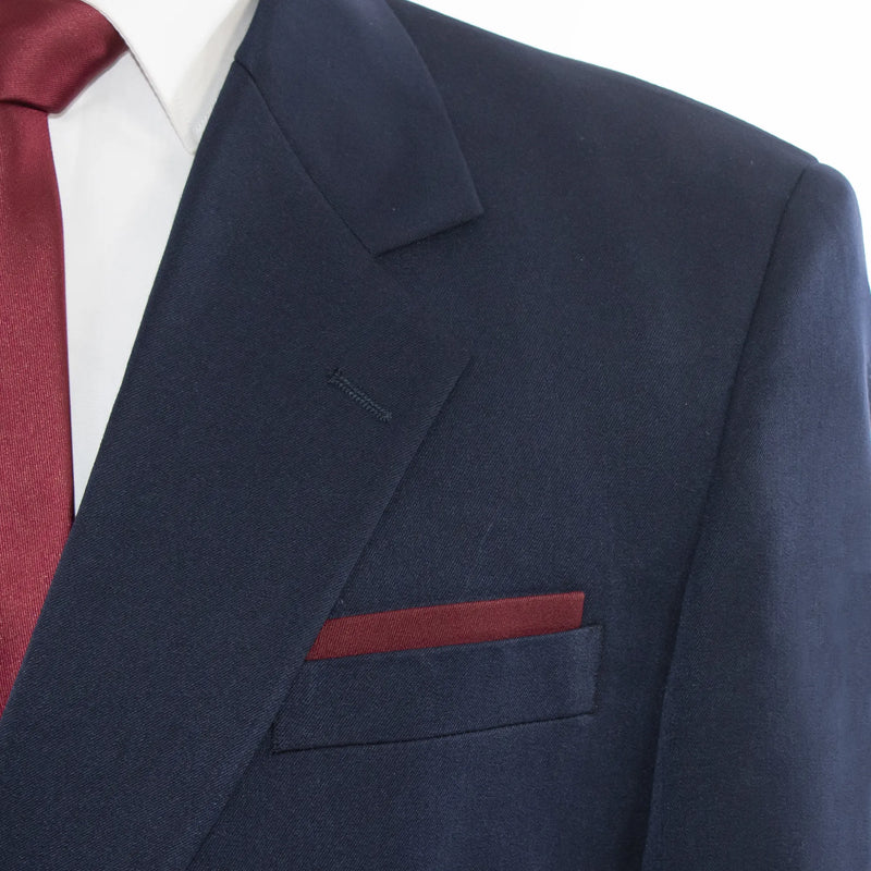 Navy Double-Breasted Slim-Fit 2-Piece Suit