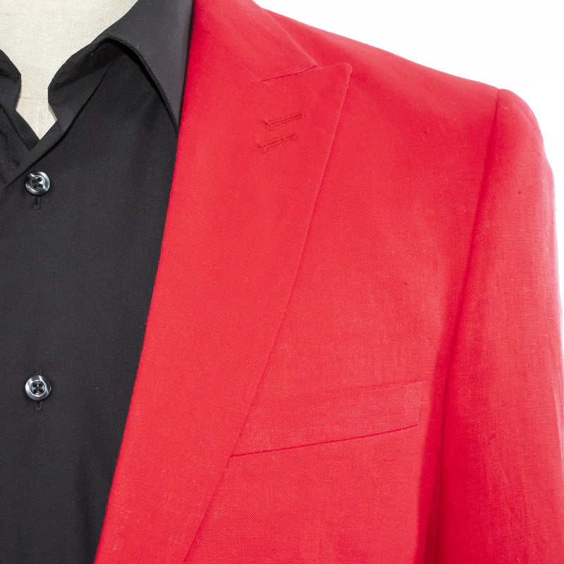 Red 2-Piece Slim-Fit Linen Suit