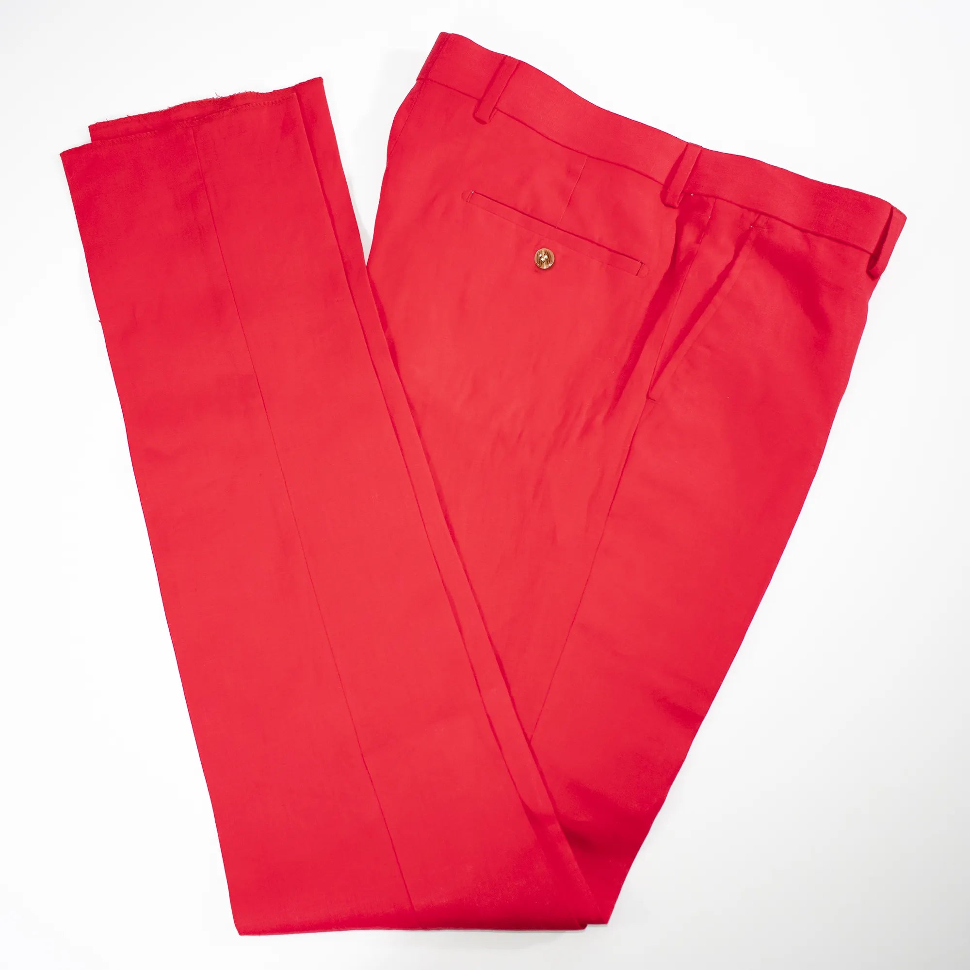 Red 2-Piece Slim-Fit Linen Suit