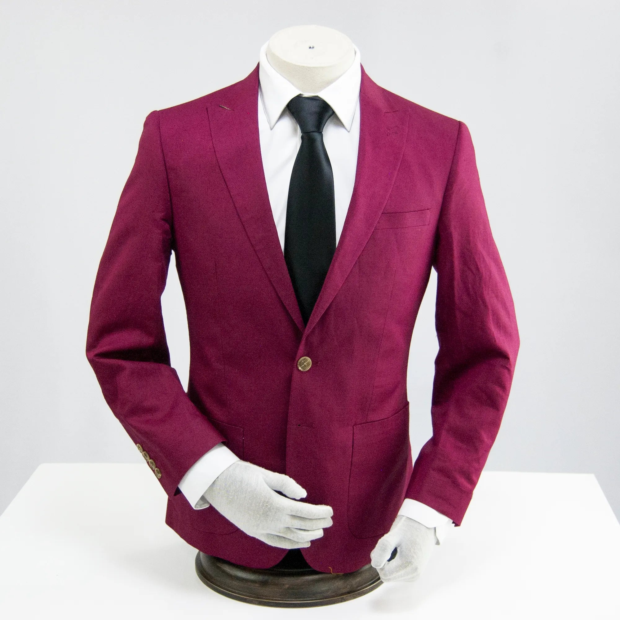 Burgundy 2-Piece Slim-Fit Linen Suit